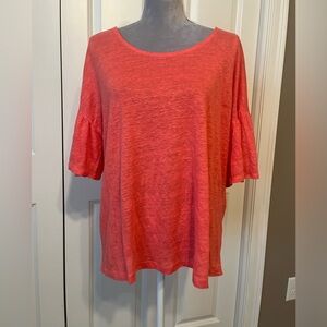 Rachel‎ Zoe 100% Linen Top with ruffle flounce sleeve sz LG